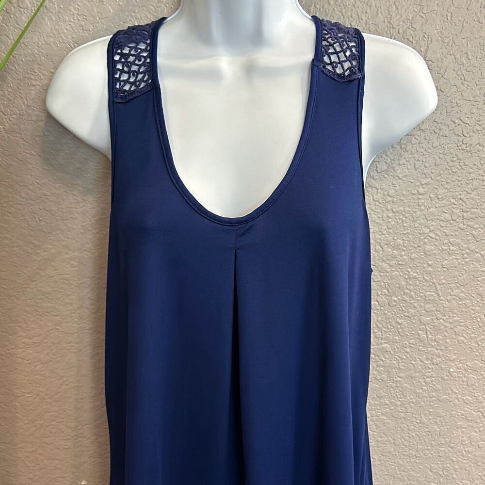 #314* Linea Donatella, navy blue fancy tank/dress size small - Picture 4 of 8